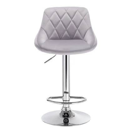 BukkitBow - Verstelbare Barkruk - Verchroomd Staal en Fluweel - Ergonomisch met Hoge Rugleuning - 60-82cm Zithoogte