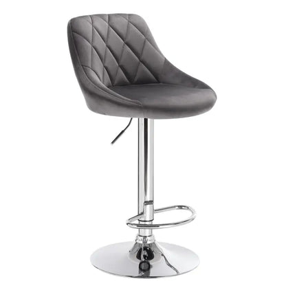 BukkitBow - Verstelbare Barkruk - Verchroomd Staal en Fluweel - Ergonomisch met Hoge Rugleuning - 60-82cm Zithoogte