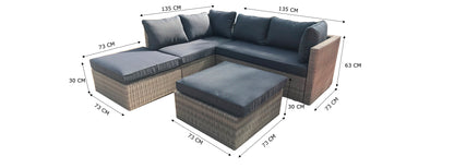 Droppery Almadia Modulo Lounge Hoekset - 4 stuks - Natuurlijk Kobo Grijs -