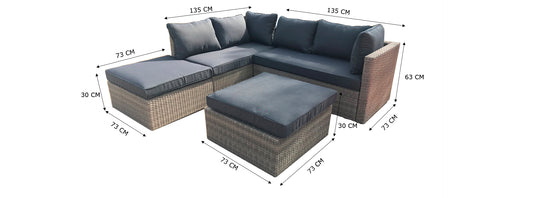 Droppery Almadia Modulo Lounge Hoekset - 4 stuks - Natuurlijk Kobo Grijs -