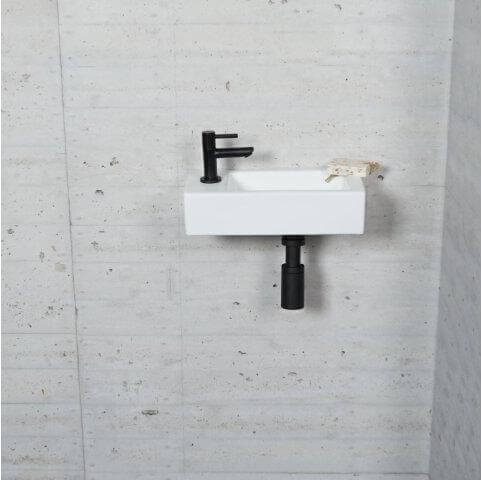 Mat Wit Fonteinset Wiesbaden Kleur Mat Zwart (Kraangat Links) Wastafels Sanitairluxe
