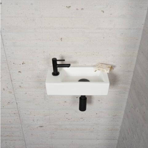 Mat Wit Fonteinset Wiesbaden Kleur Mat Zwart (Kraangat Links) Wastafels Sanitairluxe