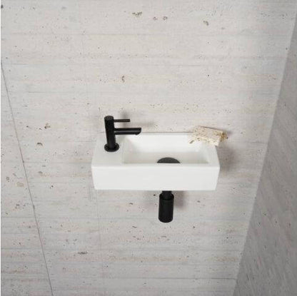 Mat Wit Fonteinset Wiesbaden Kleur Mat Zwart (Kraangat Links) Wastafels Sanitairluxe
