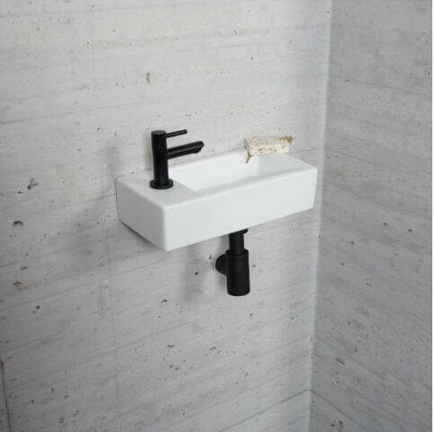Mat Wit Fonteinset Wiesbaden Kleur Mat Zwart (Kraangat Links) Wastafels Sanitairluxe