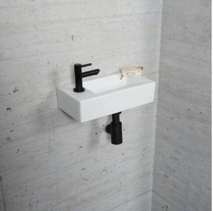 Mat Wit Fonteinset Wiesbaden Kleur Mat Zwart (Kraangat Links) Wastafels Sanitairluxe