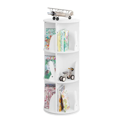 Kinderboeken voor Kinderen - Draaibare Staande Boekenkast met 4 Niveaus - Staande Planken - Wit