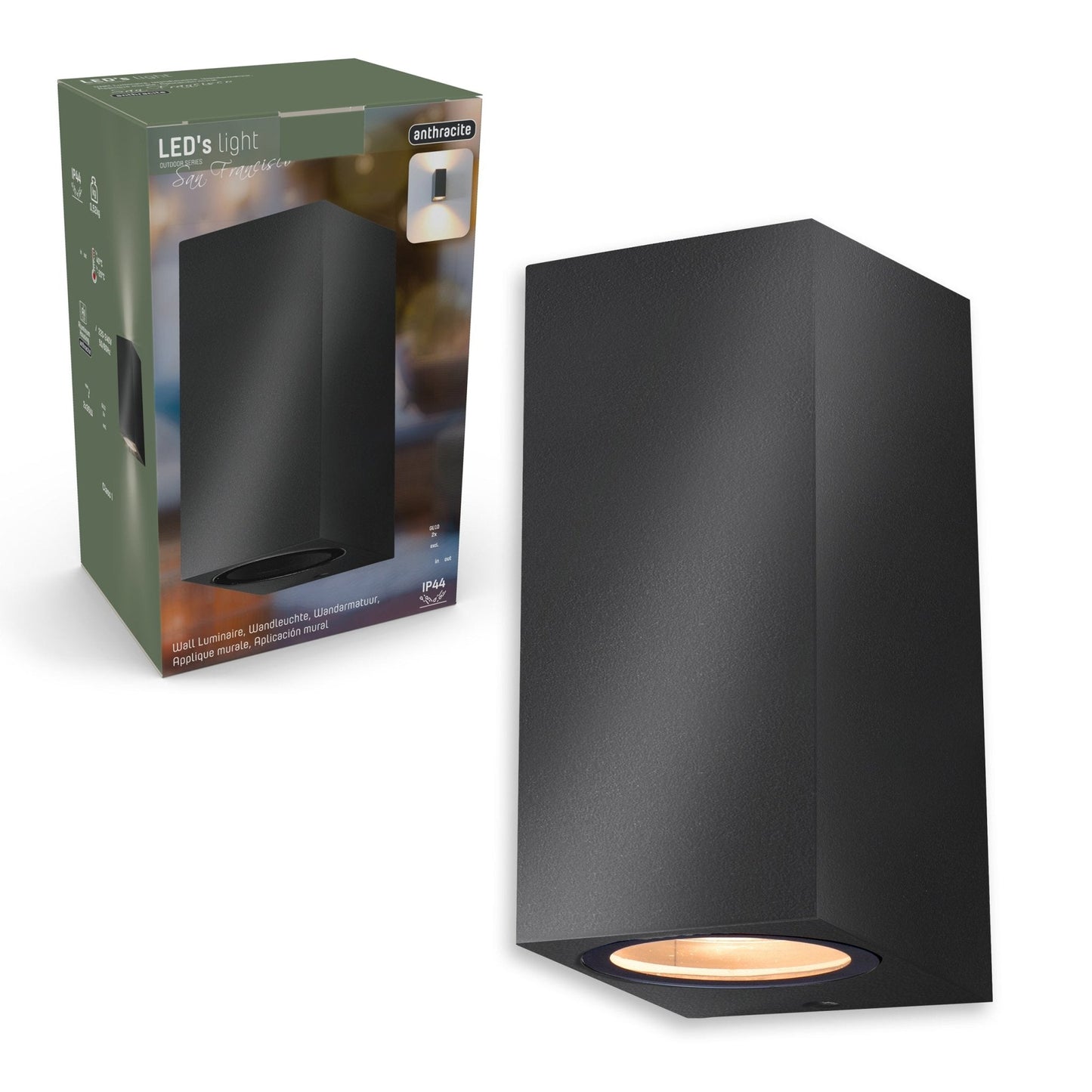 NØRD Up&Down - LED's Light LED Buitenlamp met GU10 fitting - Rechthoek - IP44 - Antraciet - Model Milaan