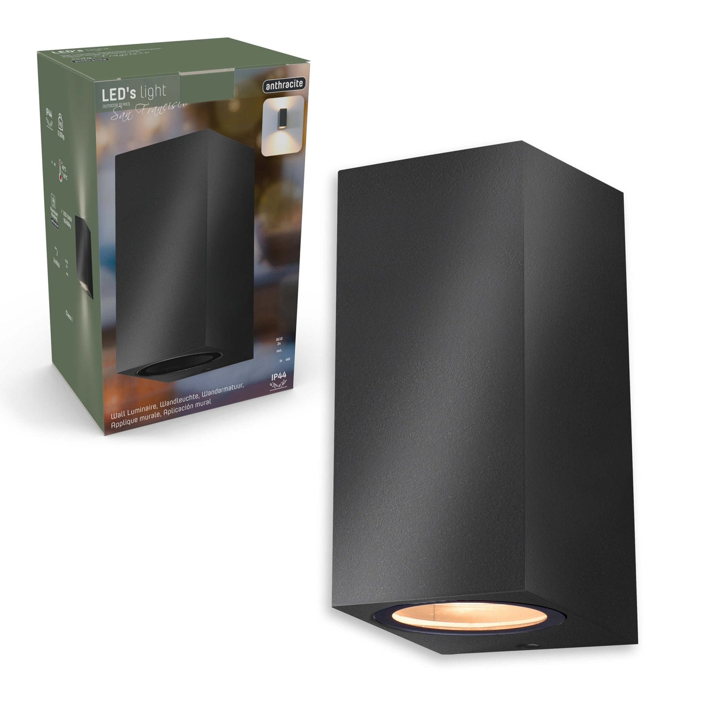 NØRD Up&Down - LED's Light LED Buitenlamp met GU10 fitting - Rechthoek - IP44 - Antraciet - Model Milaan