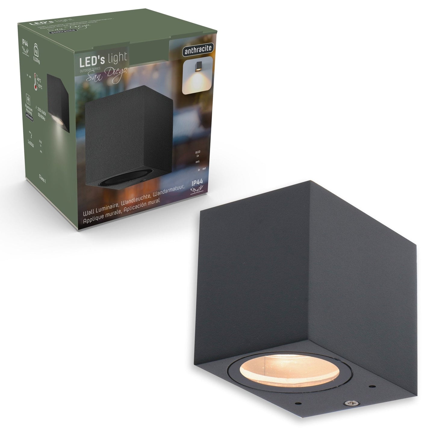 NØRD Down - LED's Light LED Wandlamp Buiten met GU10 fitting - Vierkant - IP44 - Antraciet - Model Rome