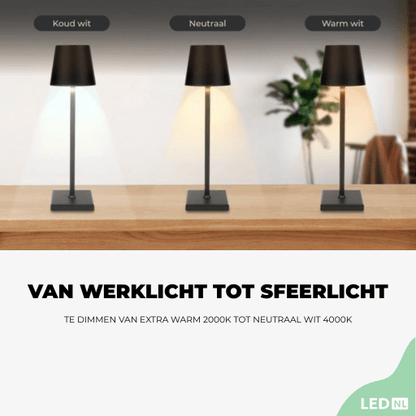 LED's Light Oplaadbare LED Tafellamp - Dimbaar via aanraking - Binnen en buiten - Zwart