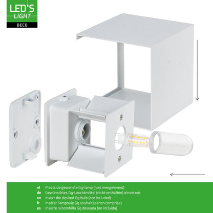 Lumo Cube Wit - Wandarmatuur zonder lichtbron - Excl 1xG9 - IP65