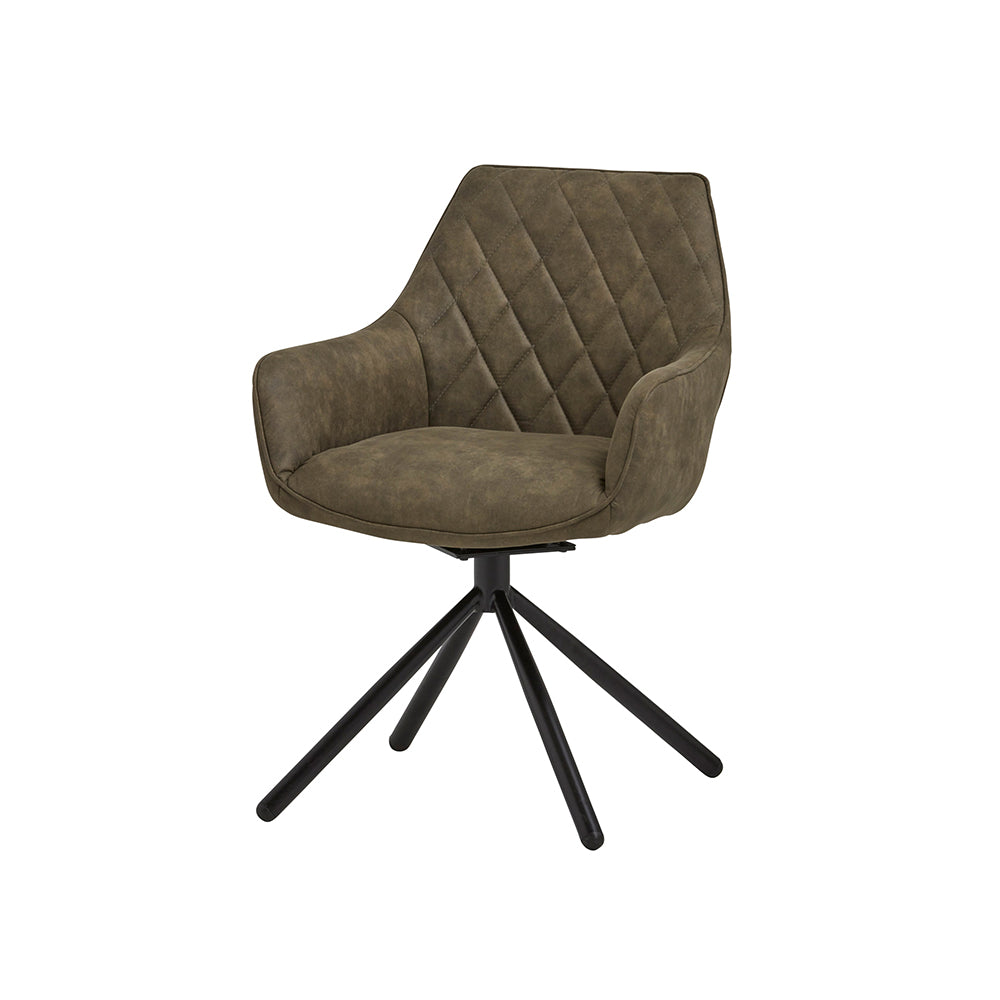 MySons Rebel Spider eetkamerstoel - draaipoot 180ARS - Cowboy - Olive 411 (set van 2) -