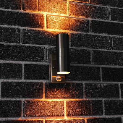 LED's Light RVS LED Buitenlamp met Bewegingssensor - 2 lichts up & down - IP44 - Zilver
