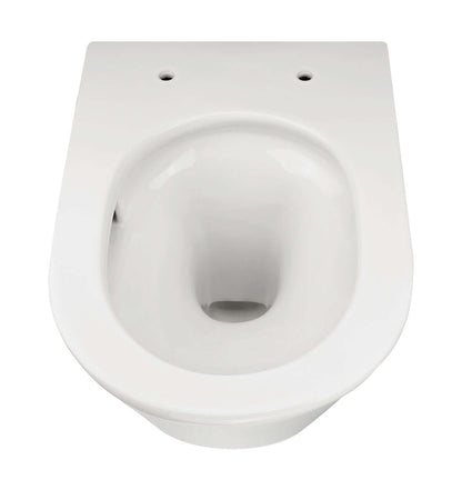 Stereo randloos wandtoilet Wiesbaden Vesta met Tornado Flush en Soft Close Toiletbril Glanzend Wit