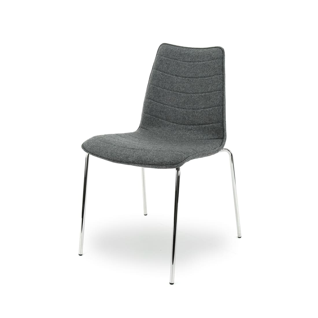 Workliving Eetkamerstoel / Vergaderstoel - Middengrijs Wolvilt - Chroom onderstel -