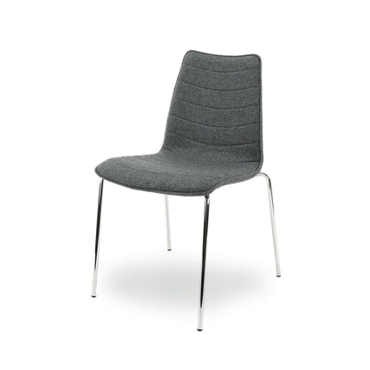 Workliving Eetkamerstoel / Vergaderstoel - Middengrijs Wolvilt - Chroom onderstel -