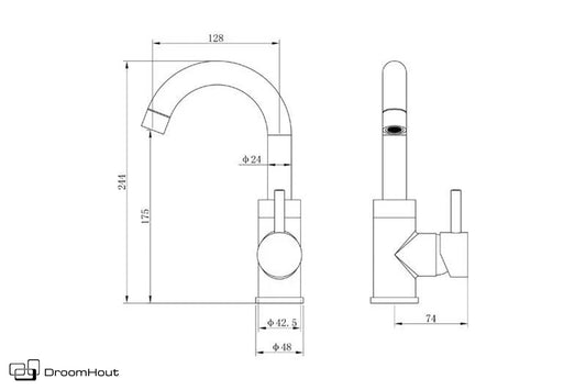 Wastafelmengkraan goud geborsteld DroomHout
