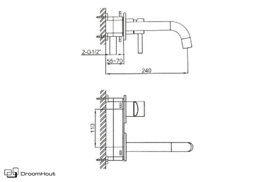 Inbouw Wastafelmengkraan Gun Metal Strakke Badkamerstijl DroomHout