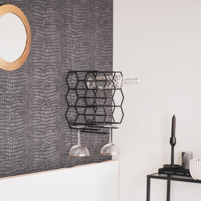 Housevitamin Wijnrek - Metaal - Zwart - 11 flessen - 27x19.5x32.5cm - Furniture > Cabinets & Storage > Wine Racks