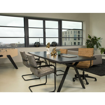 Workliving Werkwoonhaven Eetkamerstoel - Veganistisch Leer Grijs -