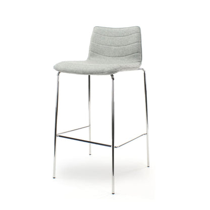 Workliving Werkwoon Verona Barkruk - Lichtgrijs Wolvilt - Chroom onderstel -