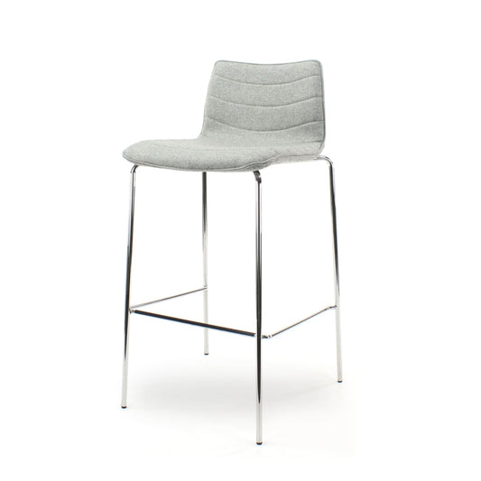 Workliving Werkwoon Verona Barkruk - Lichtgrijs Wolvilt - Chroom onderstel -