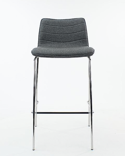 Workliving Werkliving Verona Barkruk - Middengrijs Wolvilt - Chroom onderstel -