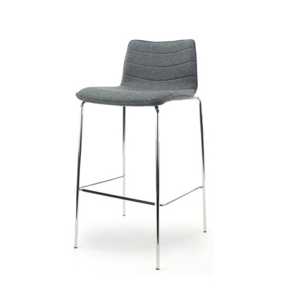 Workliving Werkliving Verona Barkruk - Middengrijs Wolvilt - Chroom onderstel -