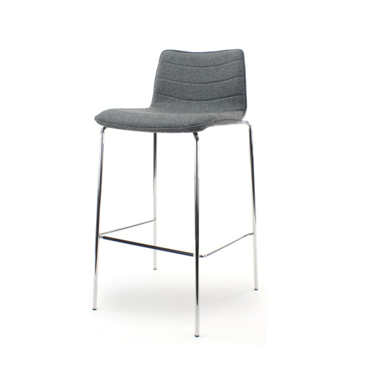 Workliving Werkliving Verona Barkruk - Middengrijs Wolvilt - Chroom onderstel -