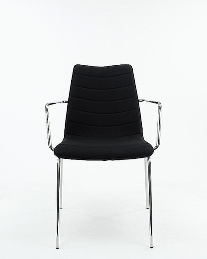 Workliving Eetkamerstoel / Vergaderstoel met Armleuning - Zwart Mirage - Chroom onderstel -