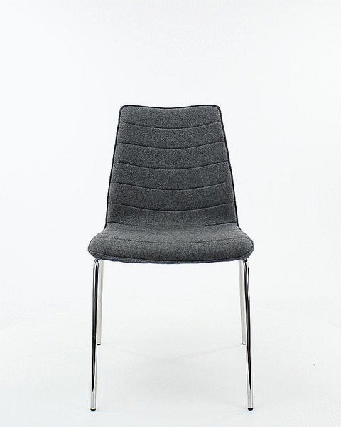 Workliving Eetkamerstoel / Vergaderstoel - Middengrijs Wolvilt - Chroom onderstel -