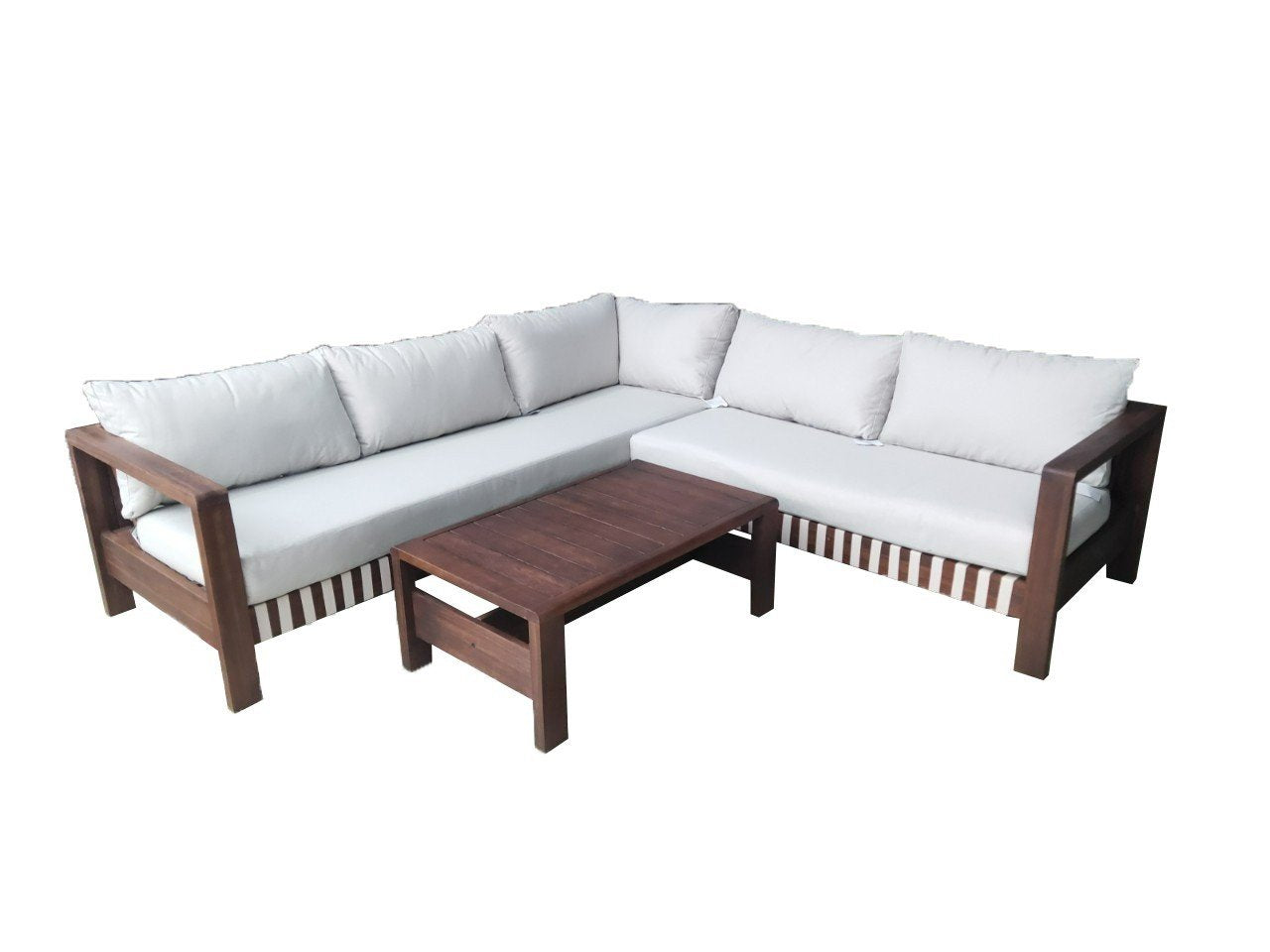 Droppery Zambra Lounge Hoekset - 3 stuks - Gevlochten Buitenkant Plat Off White -